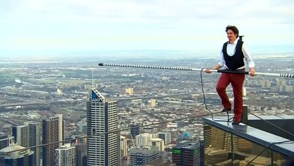 Amazing tightrope walker balances 300 metres up - September 2015 HD