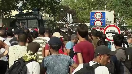 Hungarian police Uses Water Cannon At Serbia Border