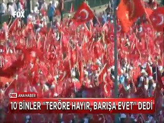 Ankara'da 10 binler Türk bayrağı denizinde 'Teröre hayır, barışa evet' dedi