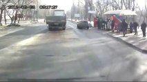 Pedestrians Almost Hit by Truck Accident
