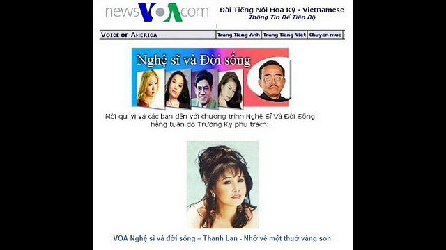 VOA Nghệ sĩ và đời sống 2008 - Thanh Lan - Nhớ về một thuở vàng son