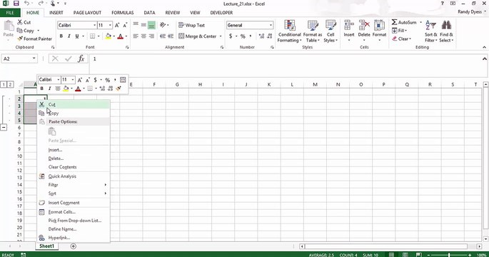 021 How can I convert a row of values into a column of values