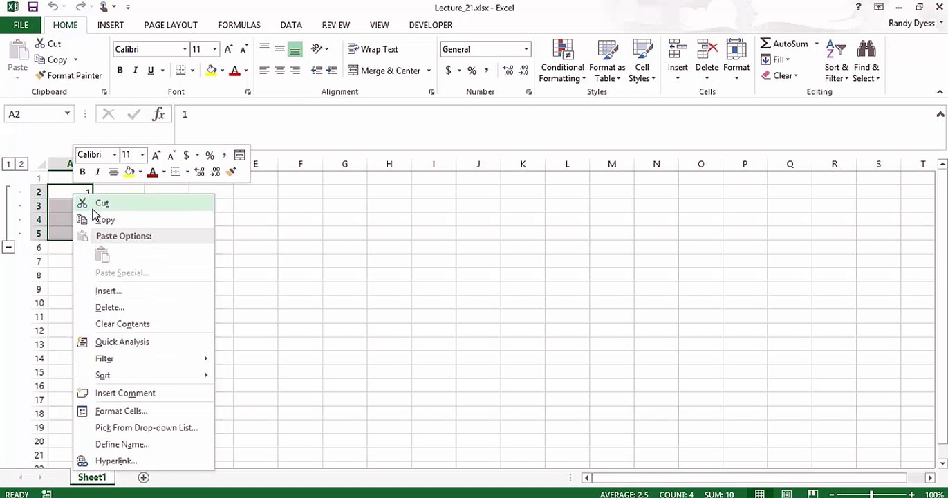 021 How can I convert a row of values into a column of values