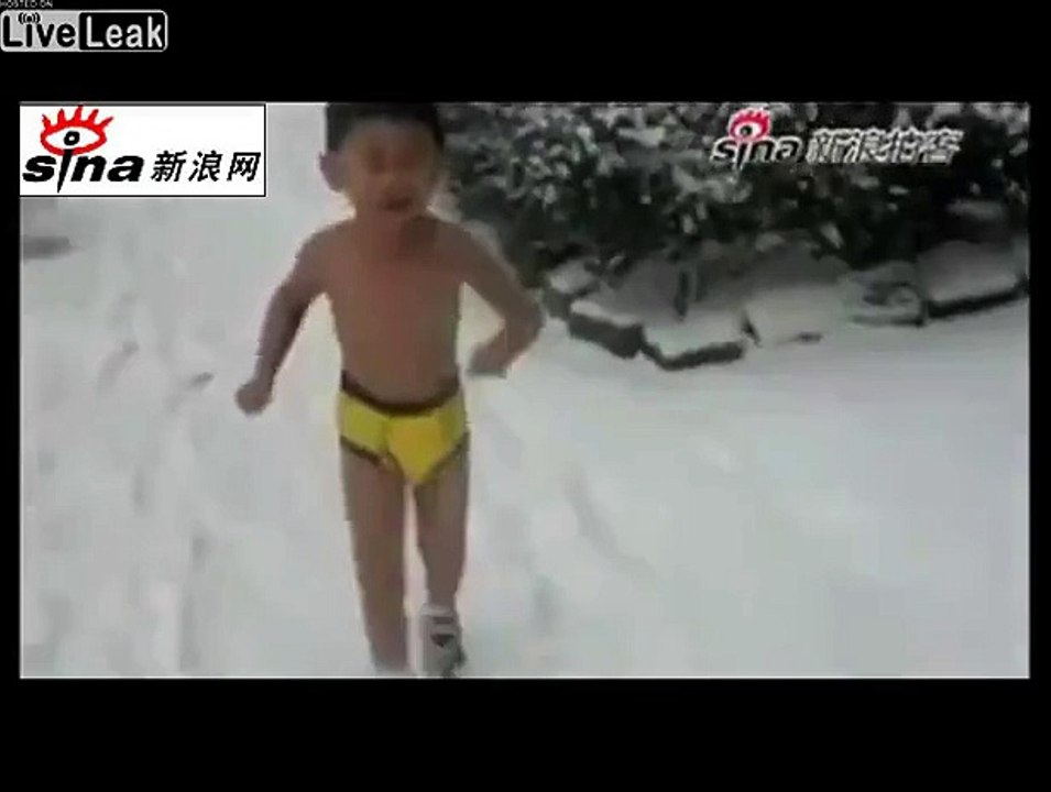 Parents force child to workout in the snow, in his underwear
