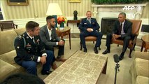 Obama lauds 'train heroes' at White House