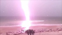 So impressive lightning strike on the beach... Scary!