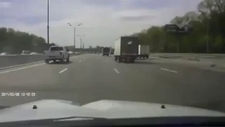 A Running Wheel Hits a Car on highway