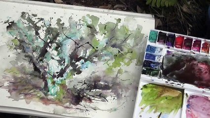 Démarche créative de la Tête de braque au chêne vert (aquarelle - 1ère longueur)