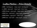 Call@ 02261054600 For Lodha Platino - Lavish 1/2/3 BHK Flats in Thane West Mumbai By Lodha Group - Price, Review, User O