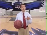 Reporter scored half court basketball back shoot during Interview