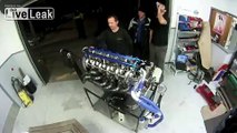 Rotary drag race engine startup and revs.