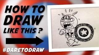 How To Draw A Cute Captain America - Cara Menggambar Kapten Amerika Imut!