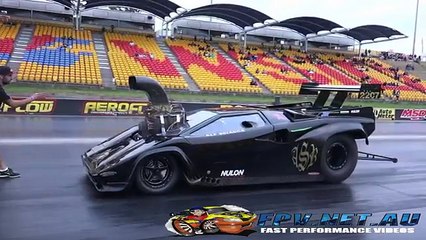 LICENCE TESTING AT SYDNEY DRAGWAY LAMBORGHINI SUPERCHARGED V8 DRAG CAR