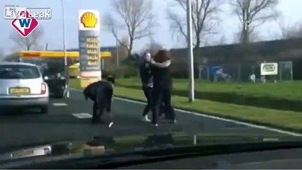 Four Dutch women going at it in traffic