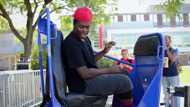 Students try 5mph Accident to make them buckle up! (Seat Belt Safety Simulator)