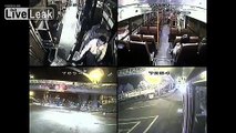 Bus CCTV captures car vs motorcycle accident