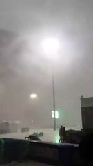 crane falling and storm in makkah