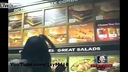 **BLACK TRANNY** fights fast food Manager over Chicken Nuggets