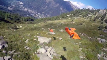 Vol en wingsuit entre les arbres