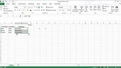 013 How can I combine two text cells together to create one word or sentence