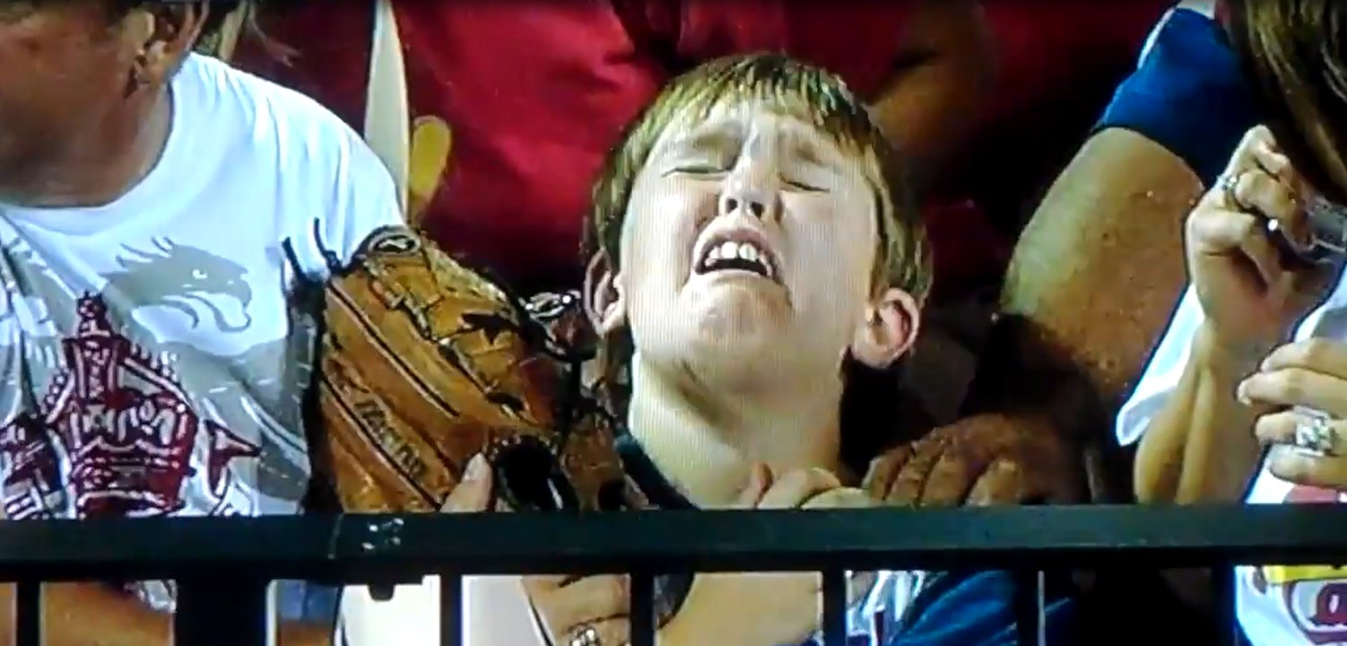 Kid Hit By Pujols Homerun!