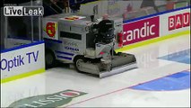 Guy Falls On Hockey Ice Rink - Responds Like A Champ