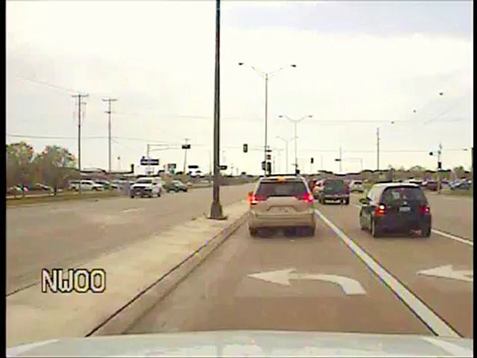 Un policier aide des canards à traverser une route