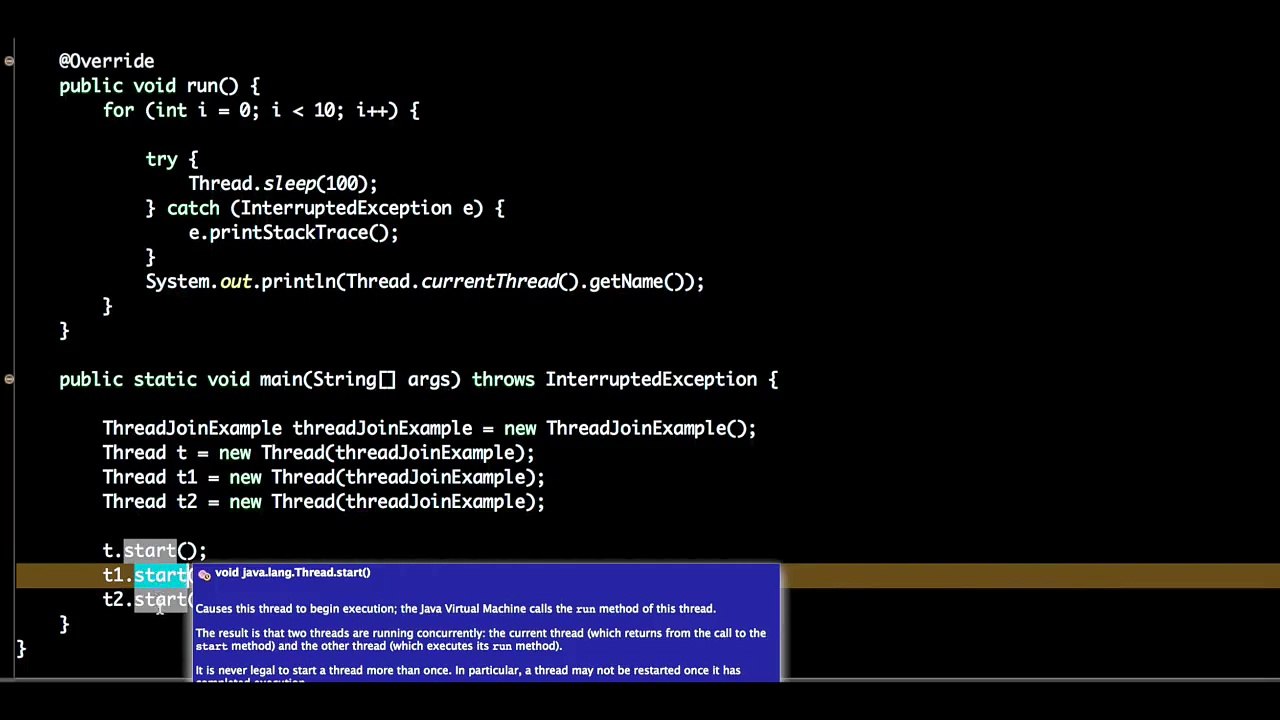 java mulithreading tutorial thread join example