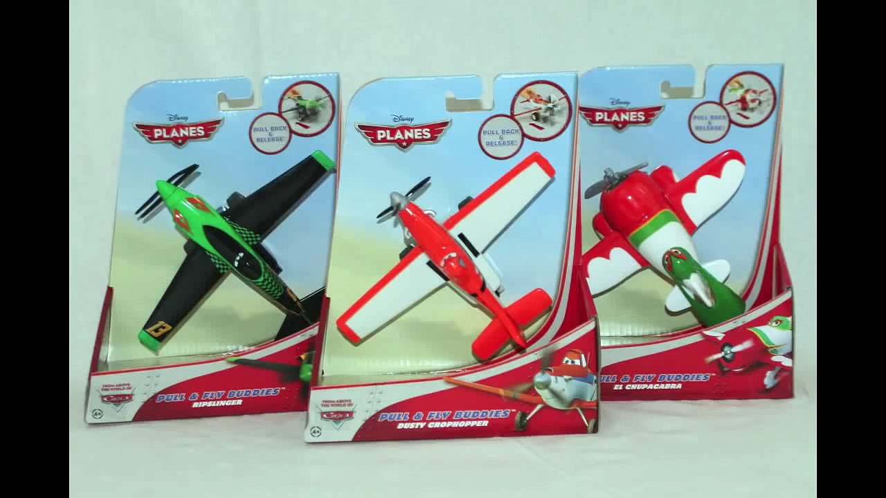 Disney Planes Pull and Fly Buddies Push Back Planes Dusty, El Chupacabra, Ripslinger