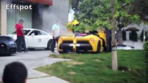 LaFerrari BREAKS DOWN doing Burnouts and Nearly Crashes in Beverly Hills with Porsche GT3
