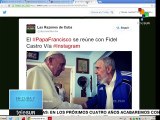 Difunden fotografía histórica de Fidel Castro y Papa Francisco