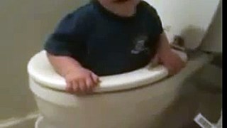 Baby learning to go to the bathroom first WTF