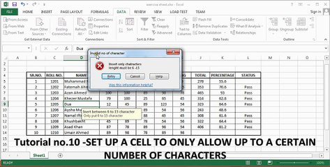 Tutorial no.10 -SET UP A CELL TO ONLY ALLOW UP TO A CERTAIN NUMBER OF CHARACTERS