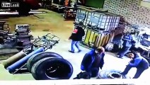 Tire Explosion Throws Russian Mechanic into the Air