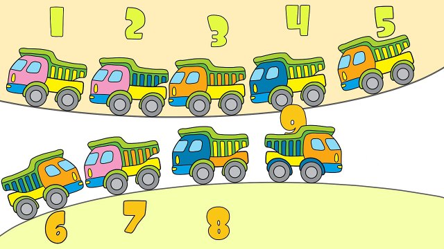 Apprenons à compter de 1 à 10 avec les camions | Dessin animé educatif pour les enfants