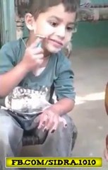 Child Shaving His Face. Funny