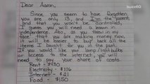 Mom writes letter demanding rent from entitled son