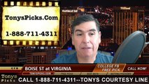 Virginia Cavaliers vs. Boise St Broncos Free Pick Prediction Odds NCAA College Football Preview 9/25/2015