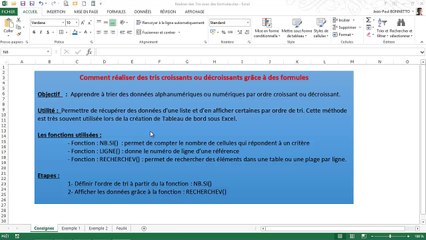 Excel - Réaliser un tri de données grâce à une formule
