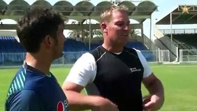 Yasir Shah practice session session with Shane Warne
