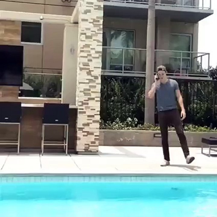 Crazy RKO in pool.