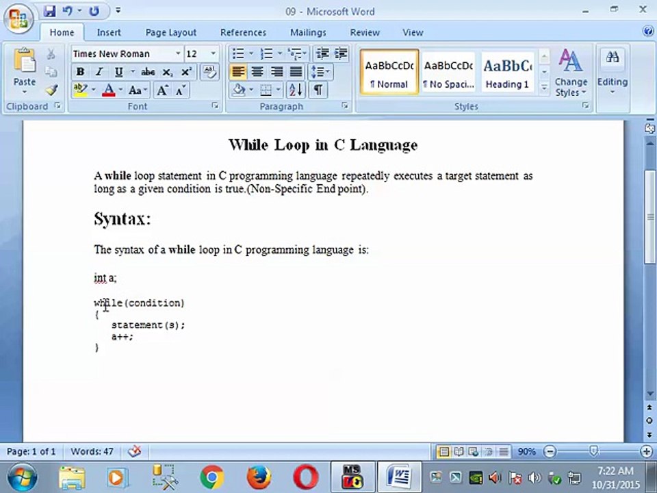 While Loop in C Language