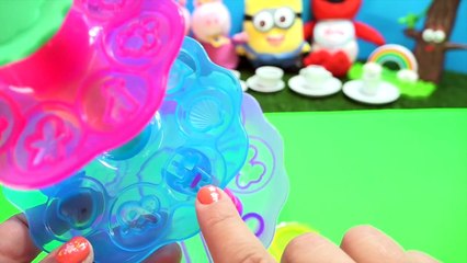Making Play doh cupcakes for Peppa Pig, Elmo and Mickey Mouses Tea Party using playdough