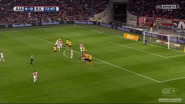 5-0 Arkadiusz Milik Second Free-Kick Goal - Ajax Amsterdam v. Roda JC 31.10.2015 HD