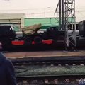 Ukraine War The same train also transported KamAZ trucks and BM 21 MLRS systems