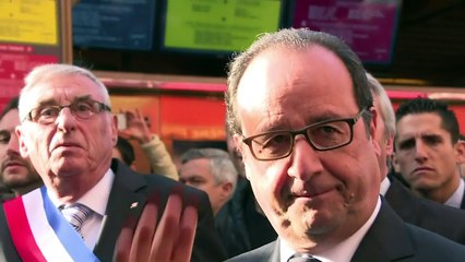 Visite de F.Hollande au Mt St-Michel qui retrouve son insularité