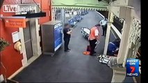 Woman Jumps from Platform onto moving Freight Train!