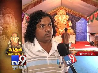 Jamnagar: Lord Ganesh idol made up of seashells - Tv9 Gujarati