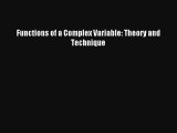 AudioBook Functions of a Complex Variable: Theory and Technique Download