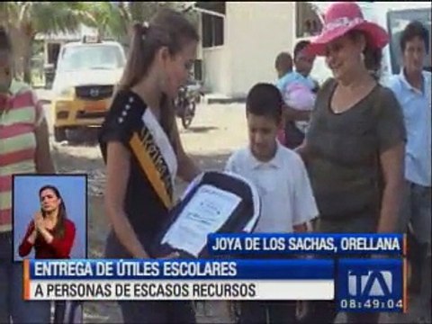 Entregan útiles escolares a personas de escasos recursos en Orellana